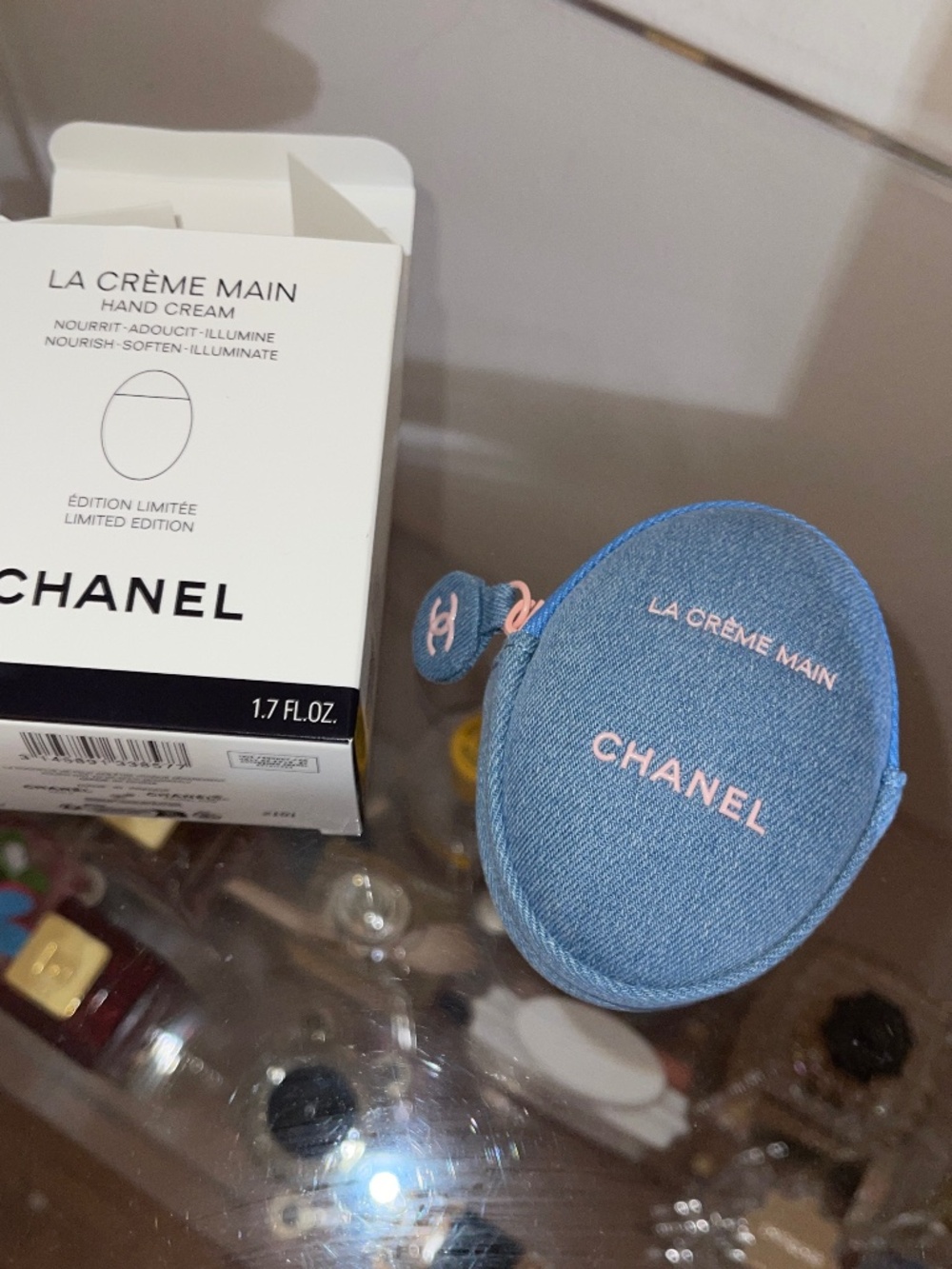 BNWT Chanel Denim le Crème Main Hand Cream In Zippered Denim Pouch (Spring 2026)